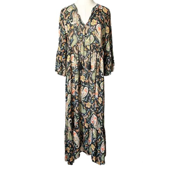 Johnny Was Jade Bryce Maxi Dress in Black Multi Paisley Print Size Small - Picture 2 of 7